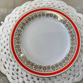 Чайное трио Германия. Твердый фарфор, деколь, позолота. Треугольная ручка. Маркировка. Винтаж. Картинка 5